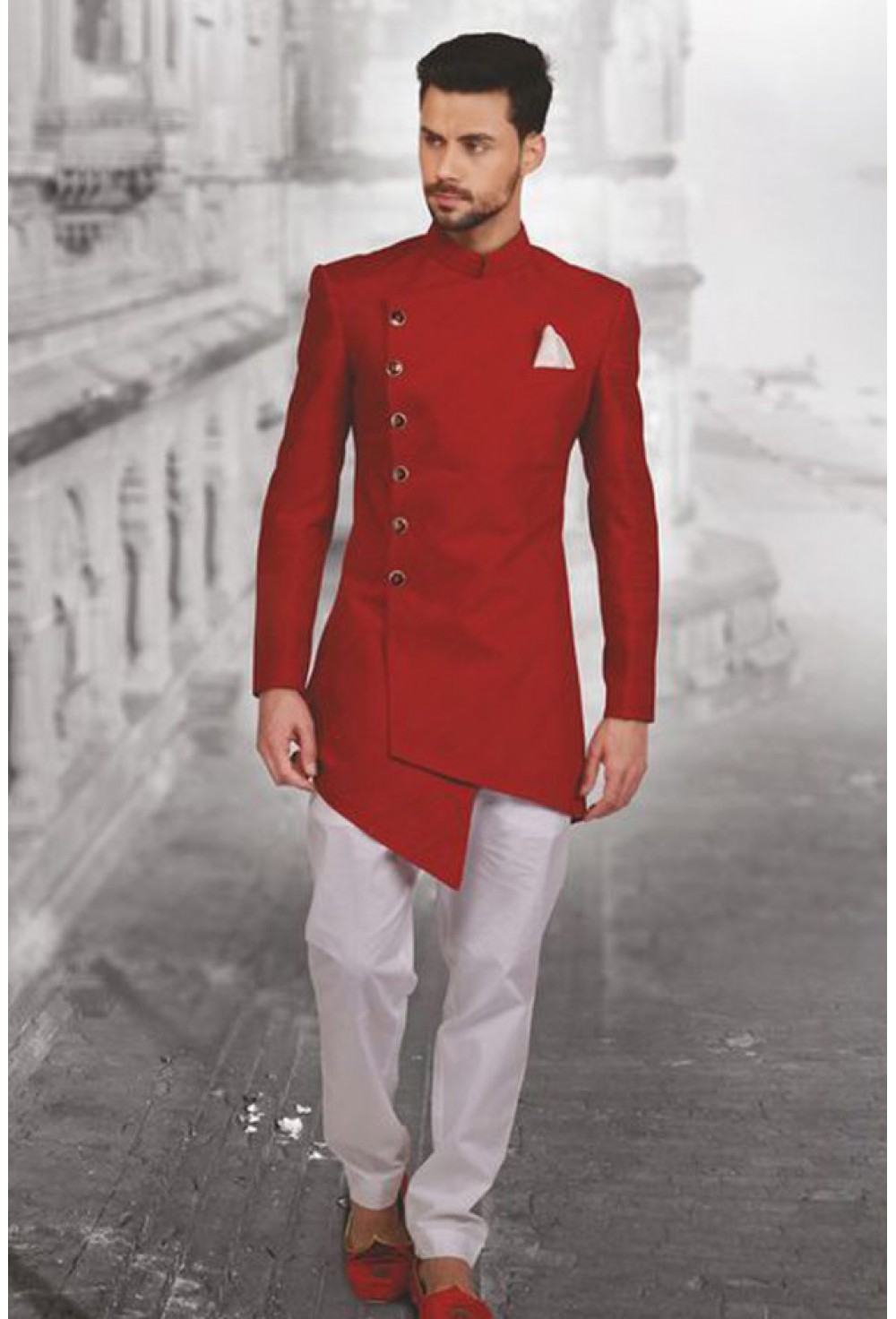 Red designed kurta