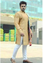 Beige textured indo western