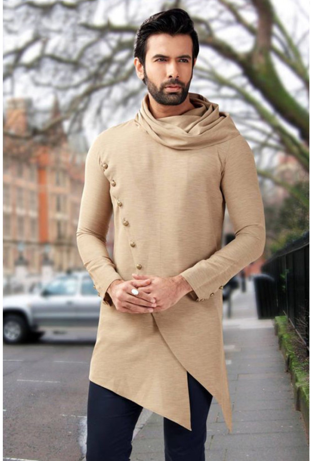 Beige designed kurta