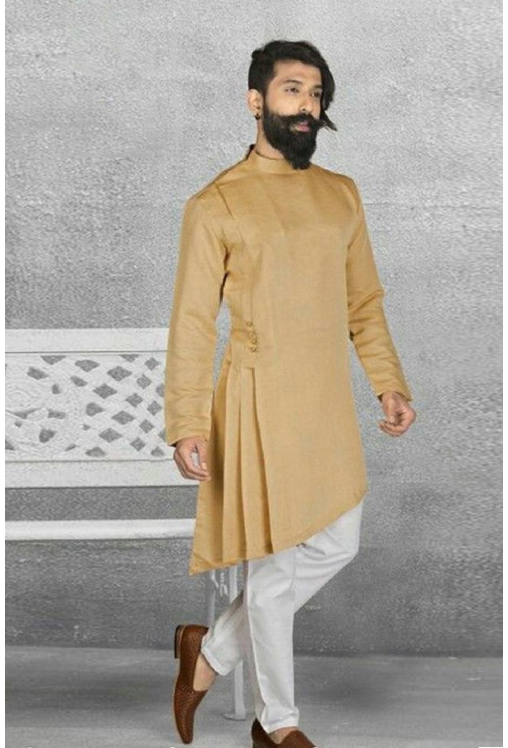 Beige designed kurta