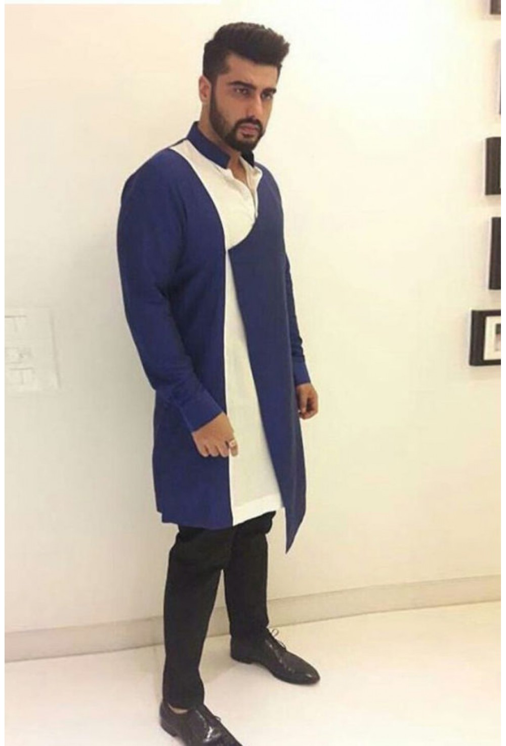 Blue & white designed kurta