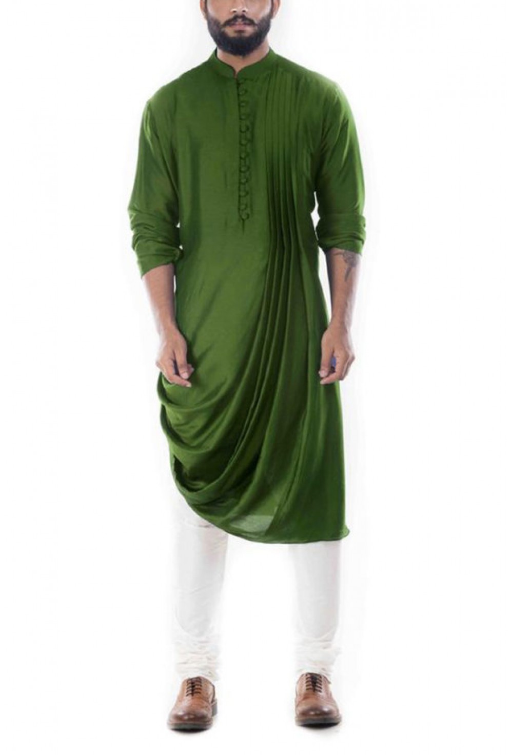 Green drape kurta