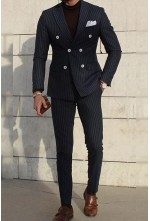Greyish black stripe suit