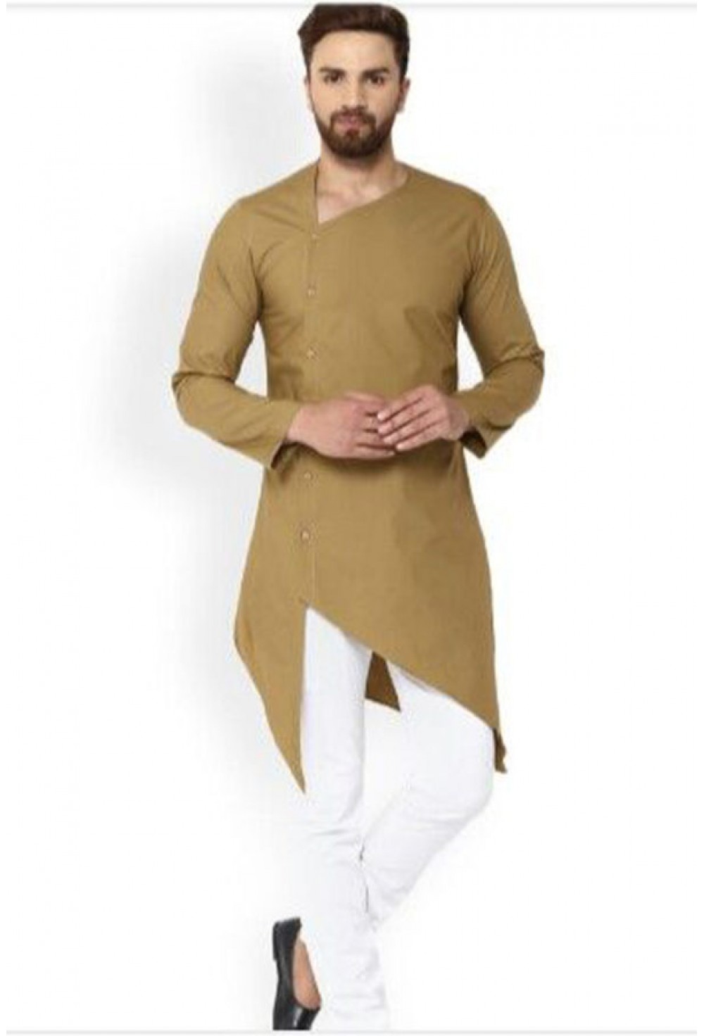 Khakkee neck less designed kurta