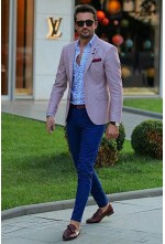 Pastle pink blazer with blue trouser