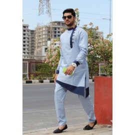 Sky blue designed kurta
