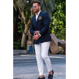 Stripe blazer and white trouser