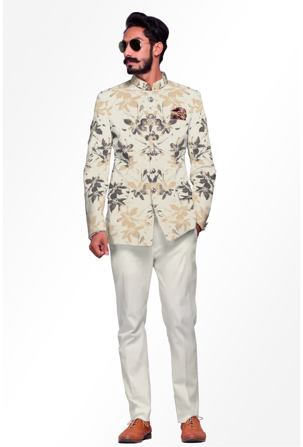 Swed Floral Jodhpuri Suit