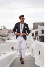 White stripe black blazer