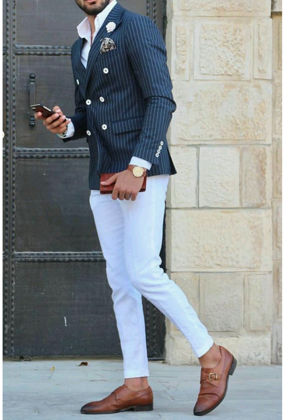 white stripe blazer 2 pcs suit