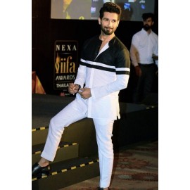 White & black designed short kurta