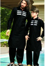 White stripe black pathani kurta