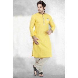 Yellow linen kurta