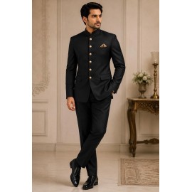 Black Designer Bandhgala
