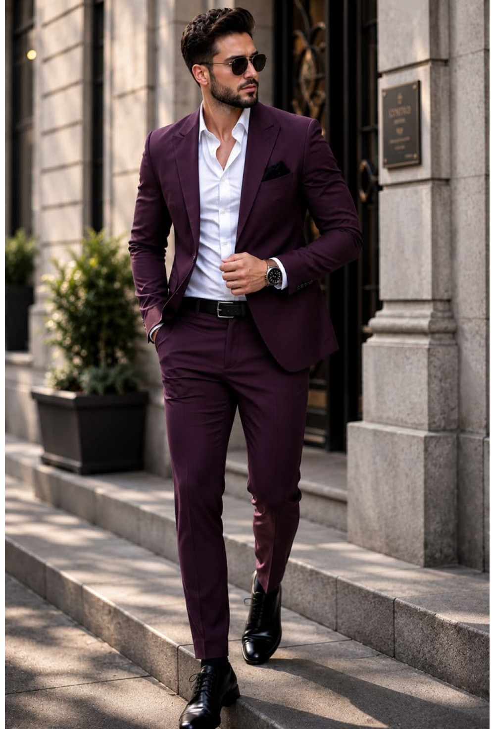 Single Vested Wine Suit