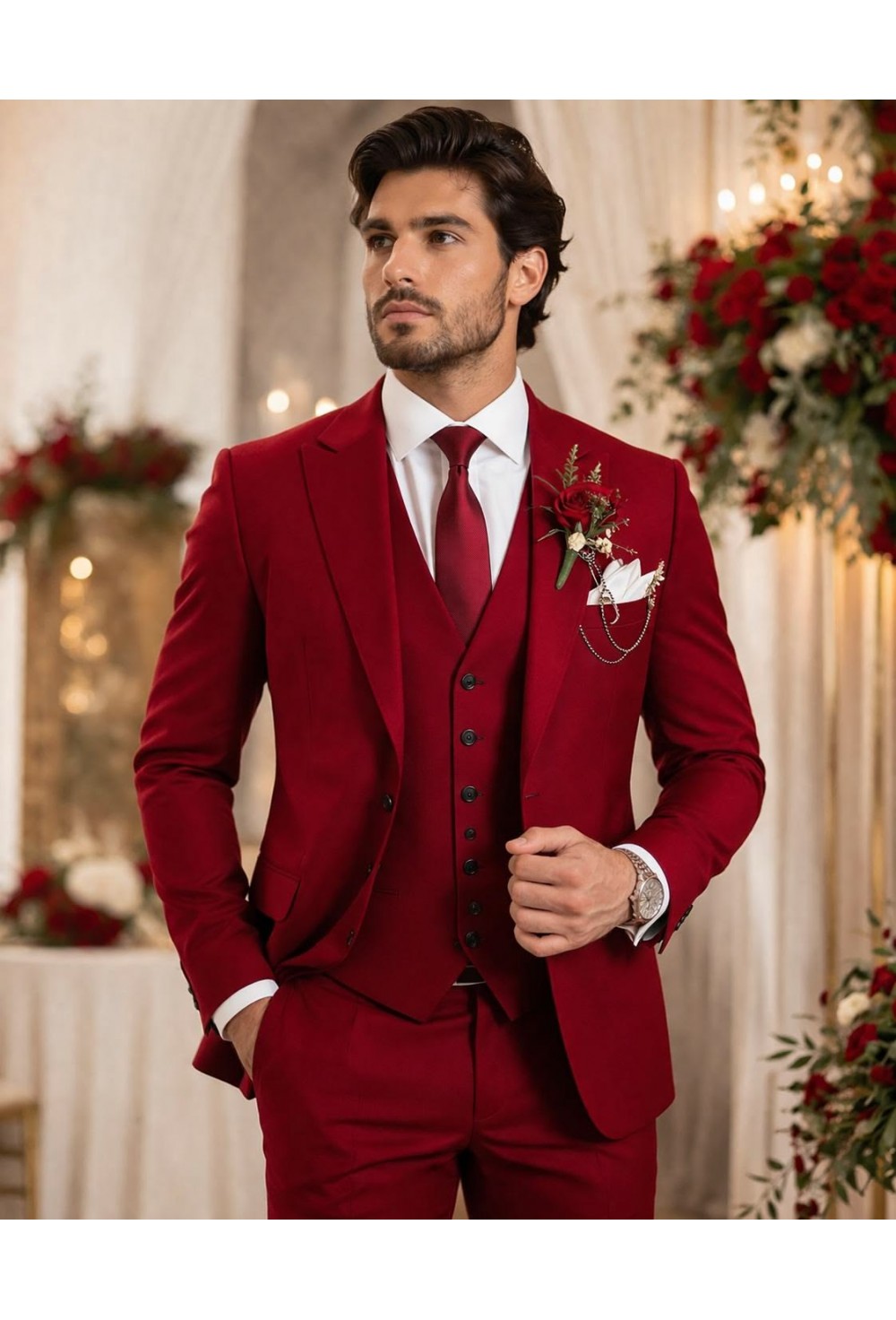 Red 3-piece Suit