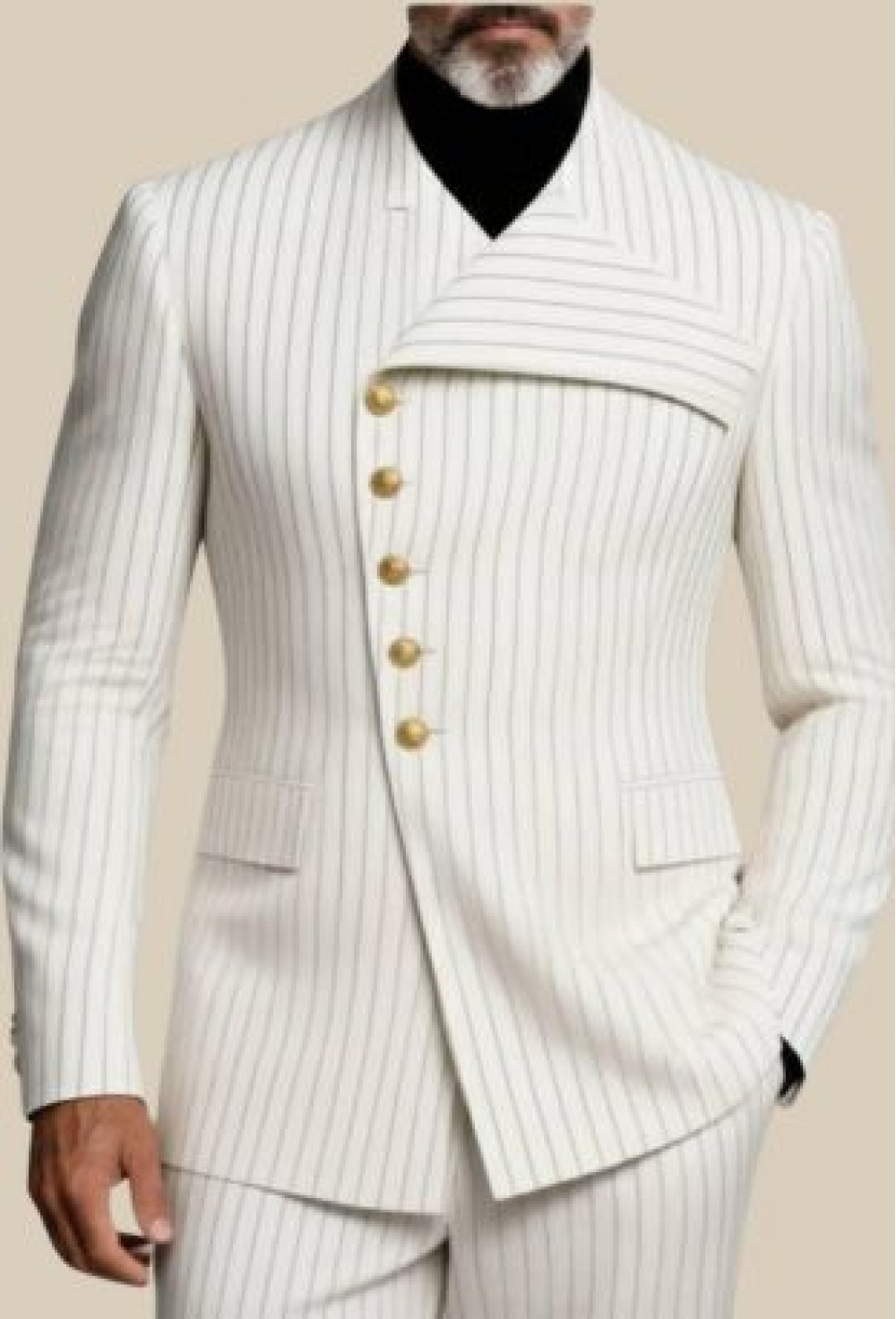 “Bianco Regale Striato Suiting Fabric”