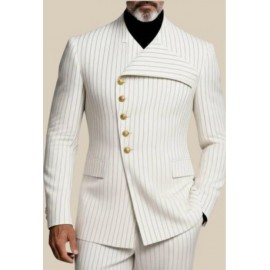 “Bianco Regale Striato Suiting Fabric”