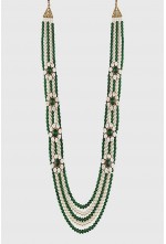 Green & White Moti Mala for men