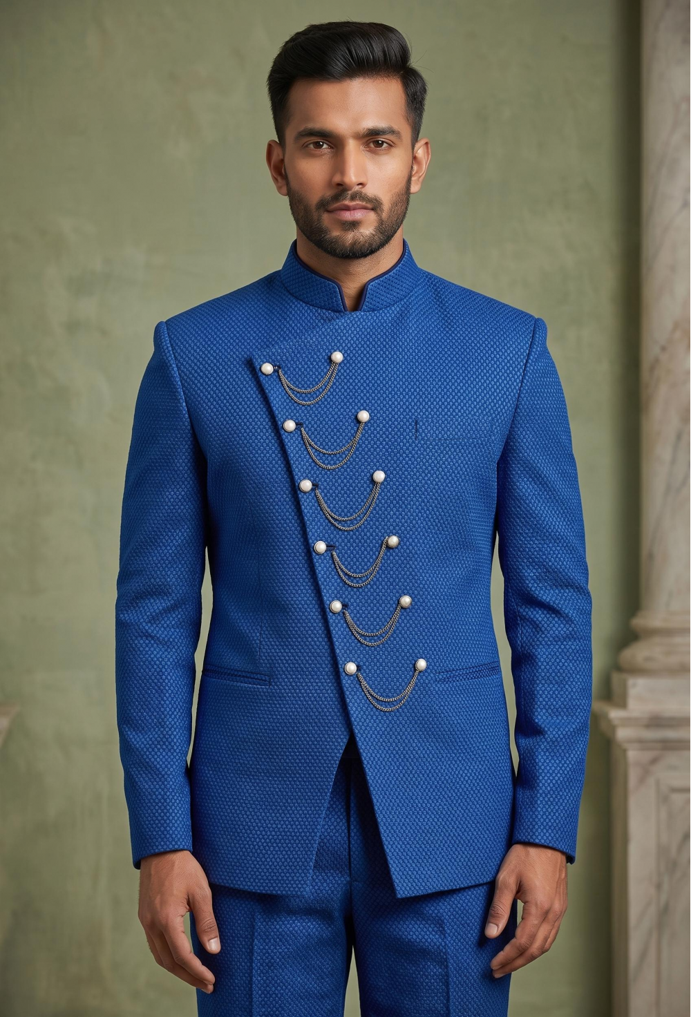 Tweed wool bandhgala