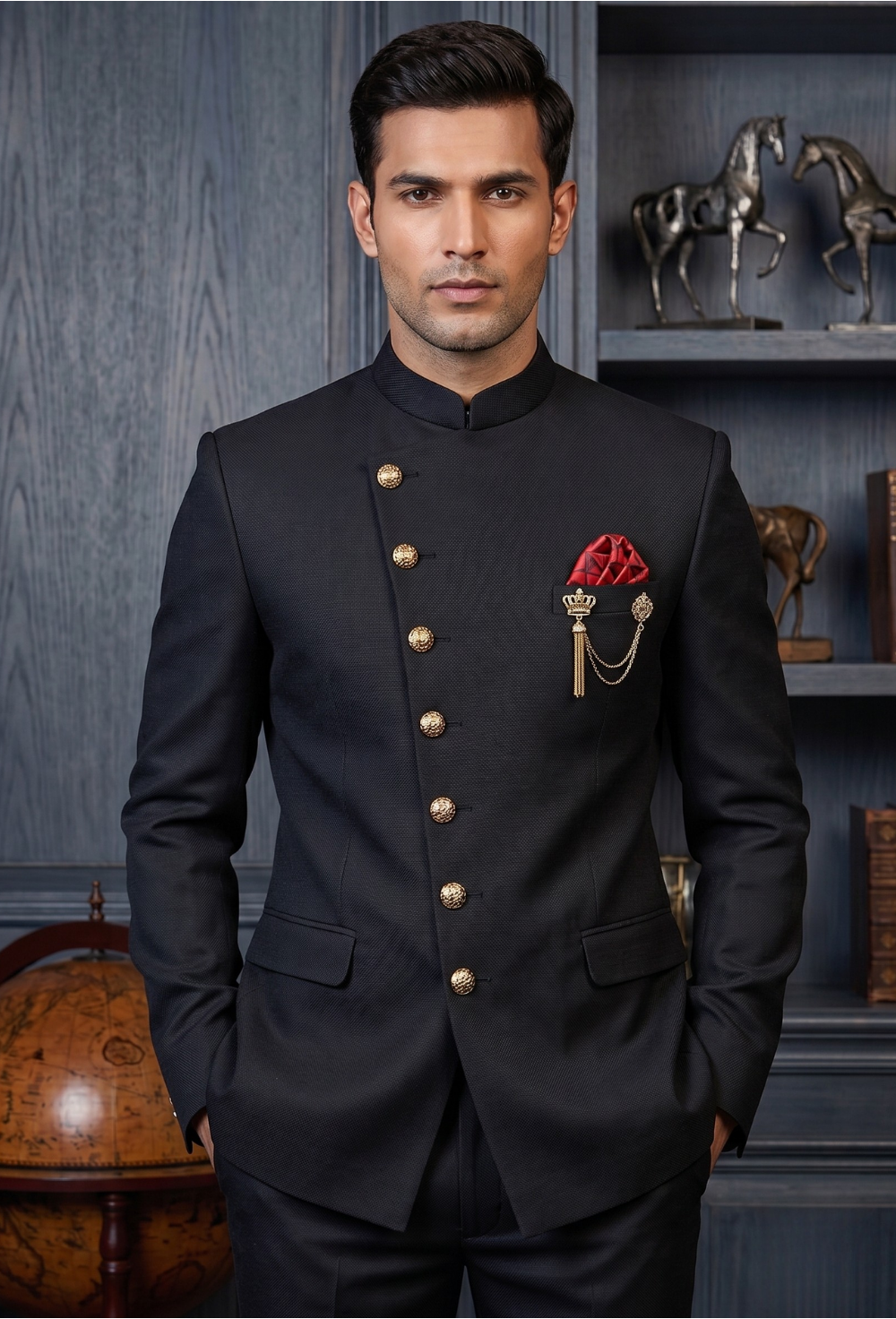 Black Jaquard Indo-western