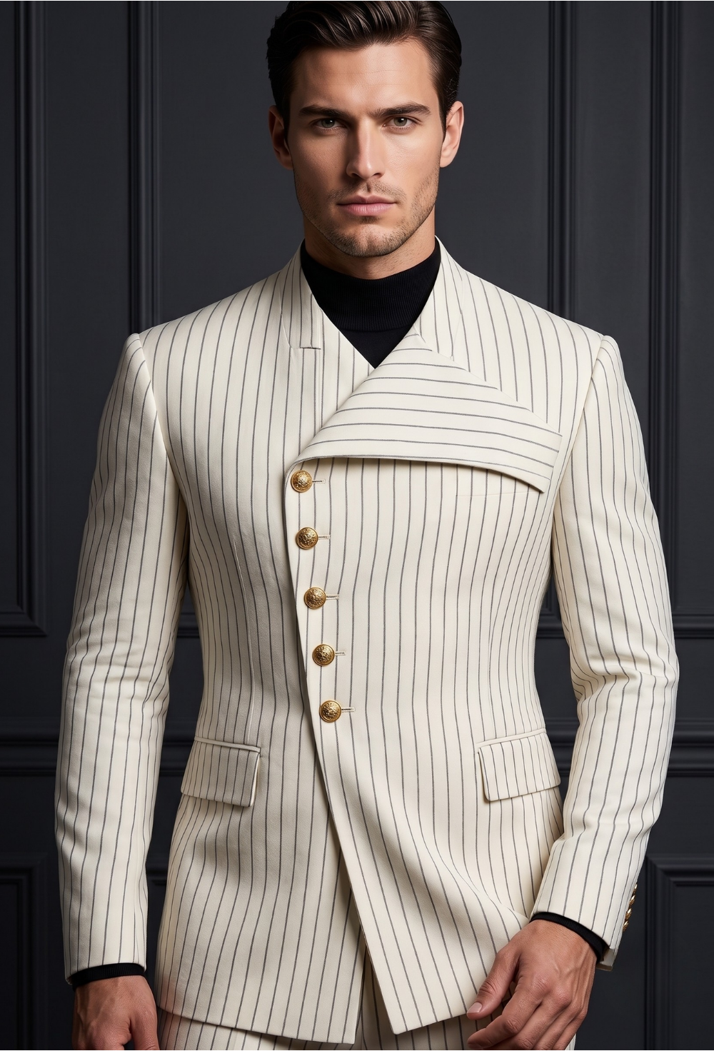 “Bianco Regale Striato Suiting Fabric”
