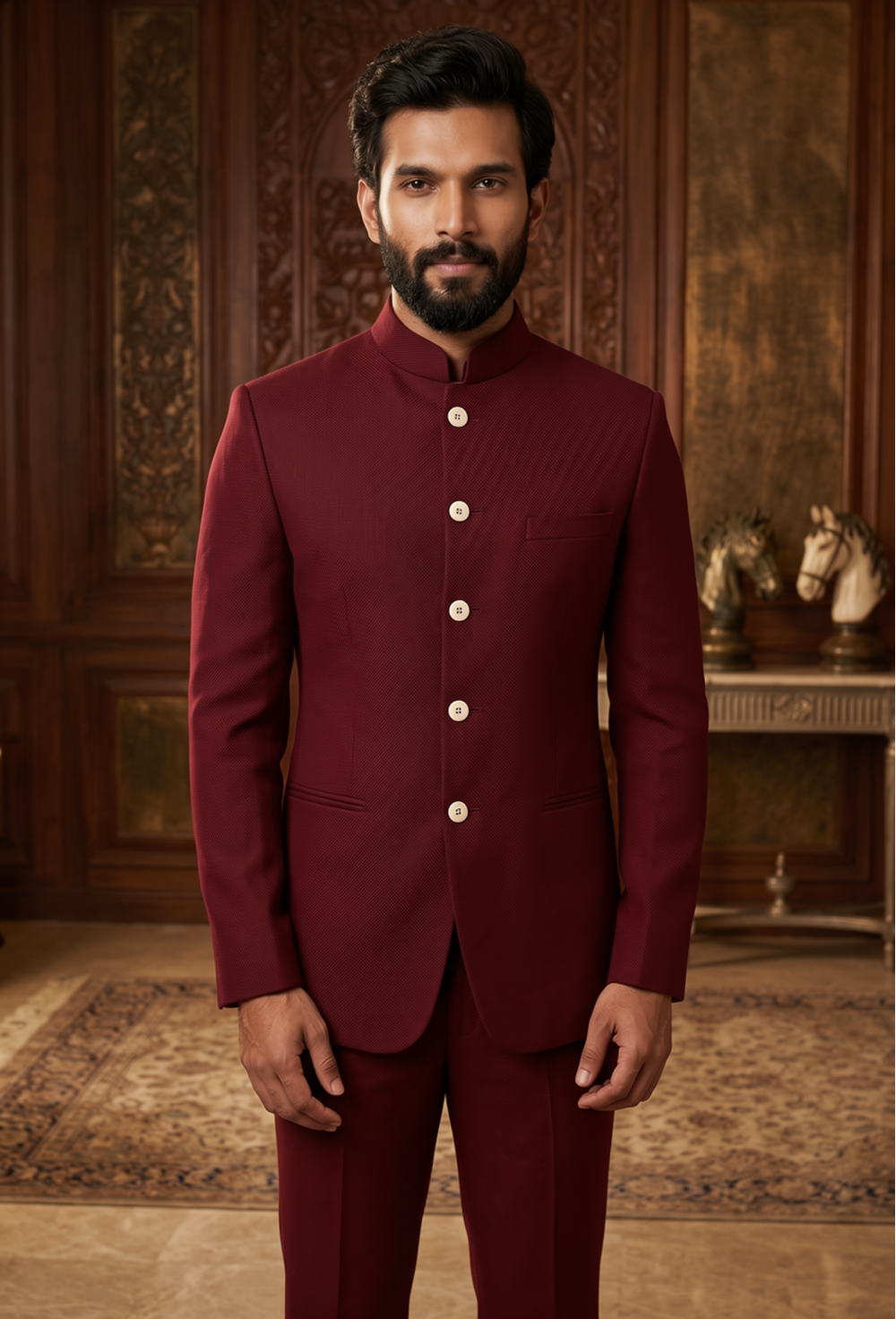 Maroon Bandhgala Suit