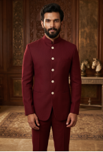 Maroon Bandhgala Suit