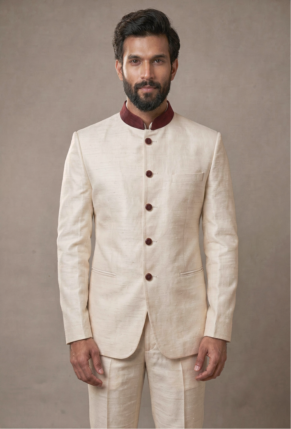 Off White Bandhgala Suit