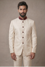 Off White Bandhgala Suit