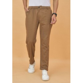 Brown Cotton Formal Trouser