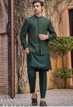 Premium Bottle Green Designer Indo-Western