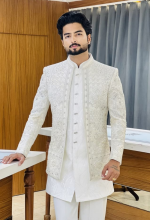 Premium Ivory White Embroidered Indo-Western