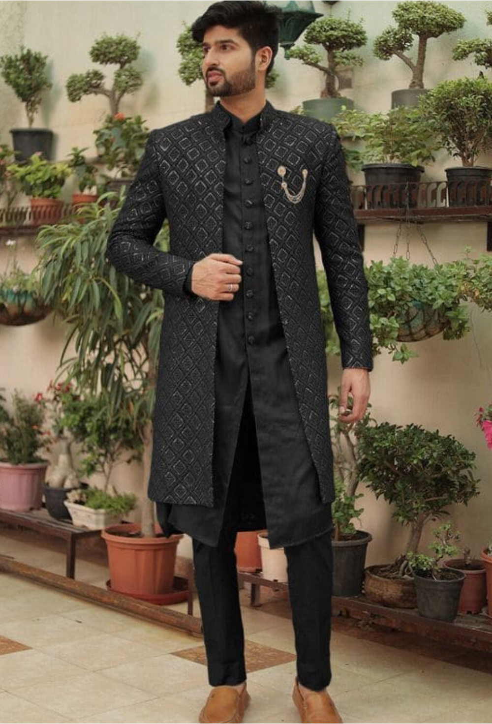 Premium Black Geometric Indo-Western