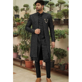 Premium Black Geometric Indo-Western