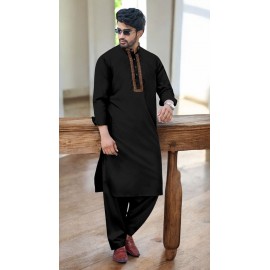 Jet Black Wash & Wear Festive Kurta