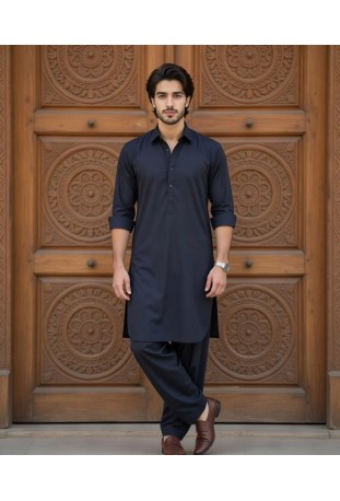 Charcoal Ink Wash & Wear Pathani Kurta