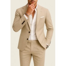 Beige Solid Premium Blazer Fabric