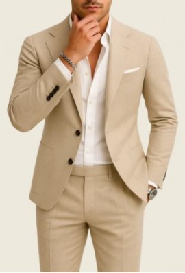 Beige Solid Premium Blazer Fabric
