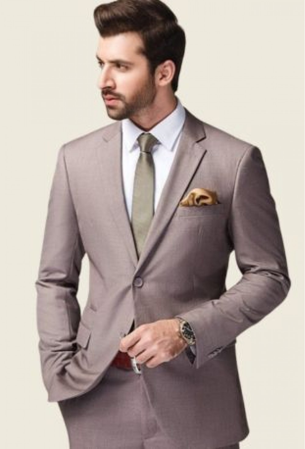 Taupe Brown Solid Premium Suiting Fabric