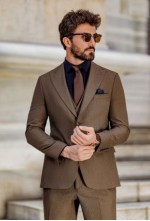 Classic Brown Textured Three-Piece Suit Set