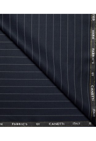 Navy Blue Pinstripe Double-Breasted Blazer Fabric