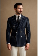 Navy Blue Double-Breasted Blazer