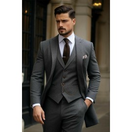 Charcoal Grey Solid Three-Piece Suit Fabric