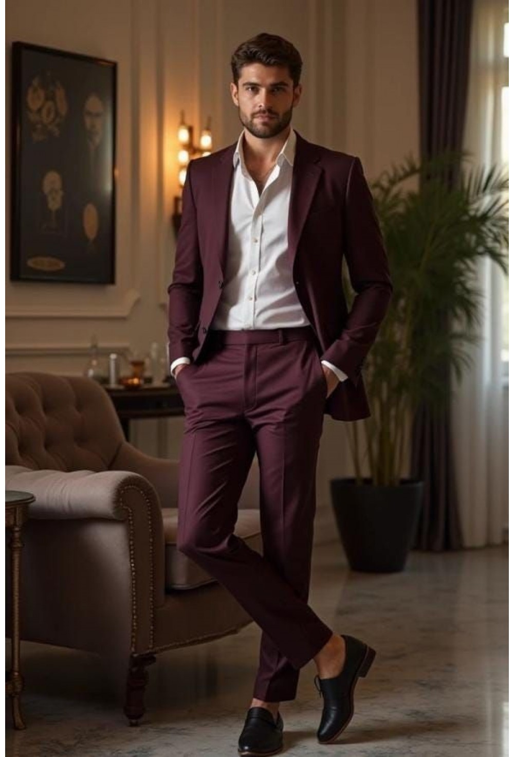 Trendy wine 4 pcs suit
