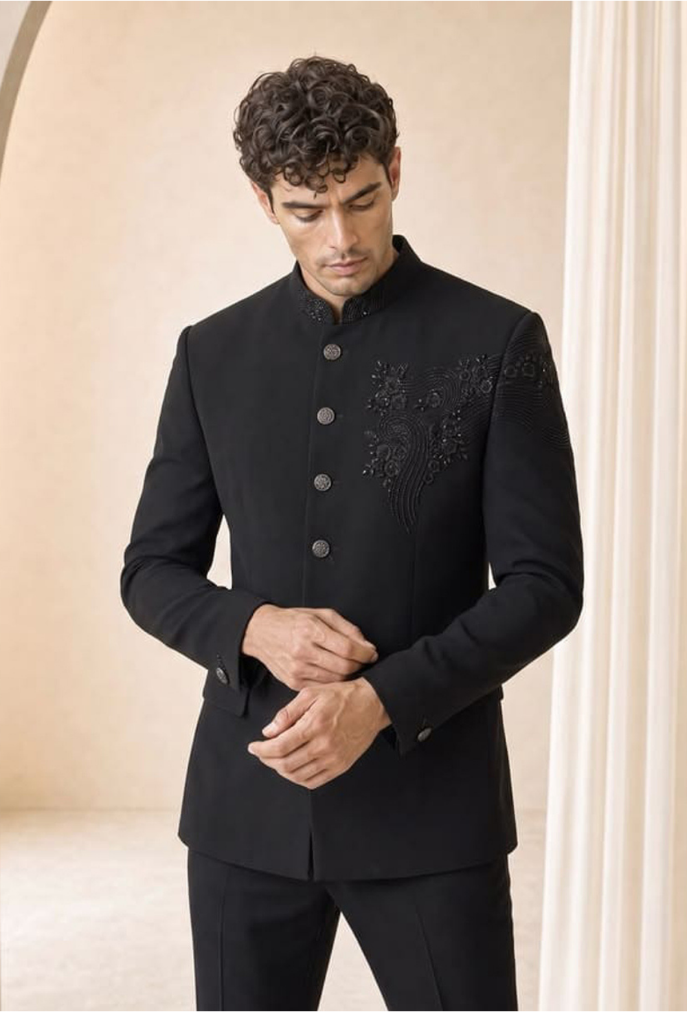 Premium Black Bandhgala Suit