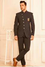 Premium Charcoal Black Bandhgala Suit