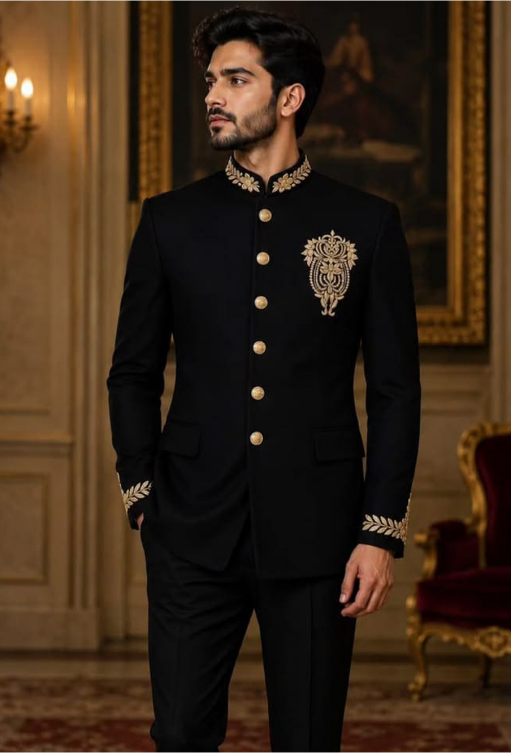 Premium Black Bandhgala Suit
