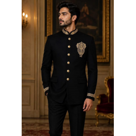 Premium Black Bandhgala Suit