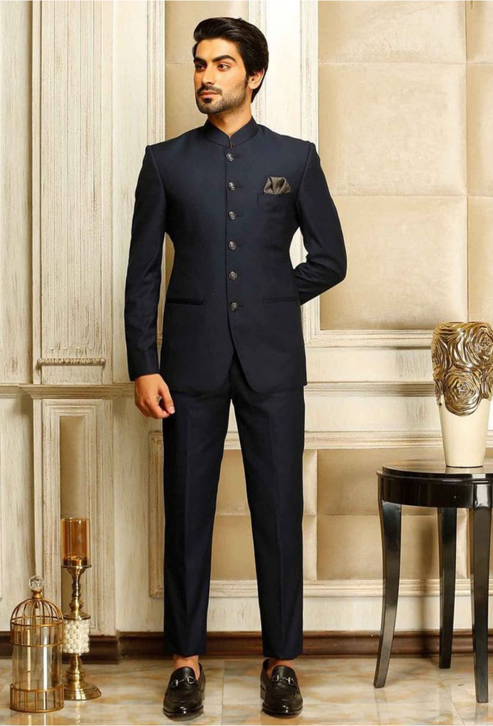 Premium Deep Navy Bandhgala Suit